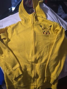 Pokemon Yellow Kids Zip-Up Hoodie with Pikachu Patch